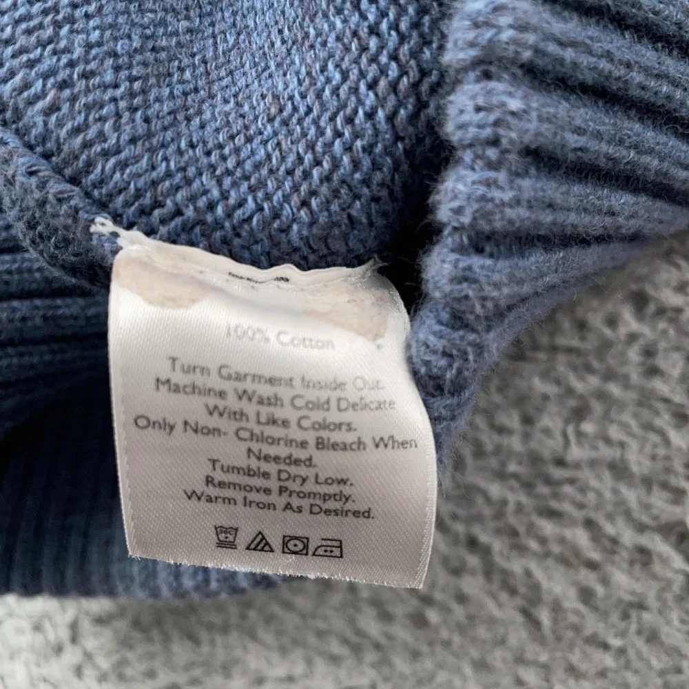 Eddie Bauer Sweater Mens Large Blue 1/4 Zip Mock Neck Cotton Knit Pullover - Picture 8 of 10